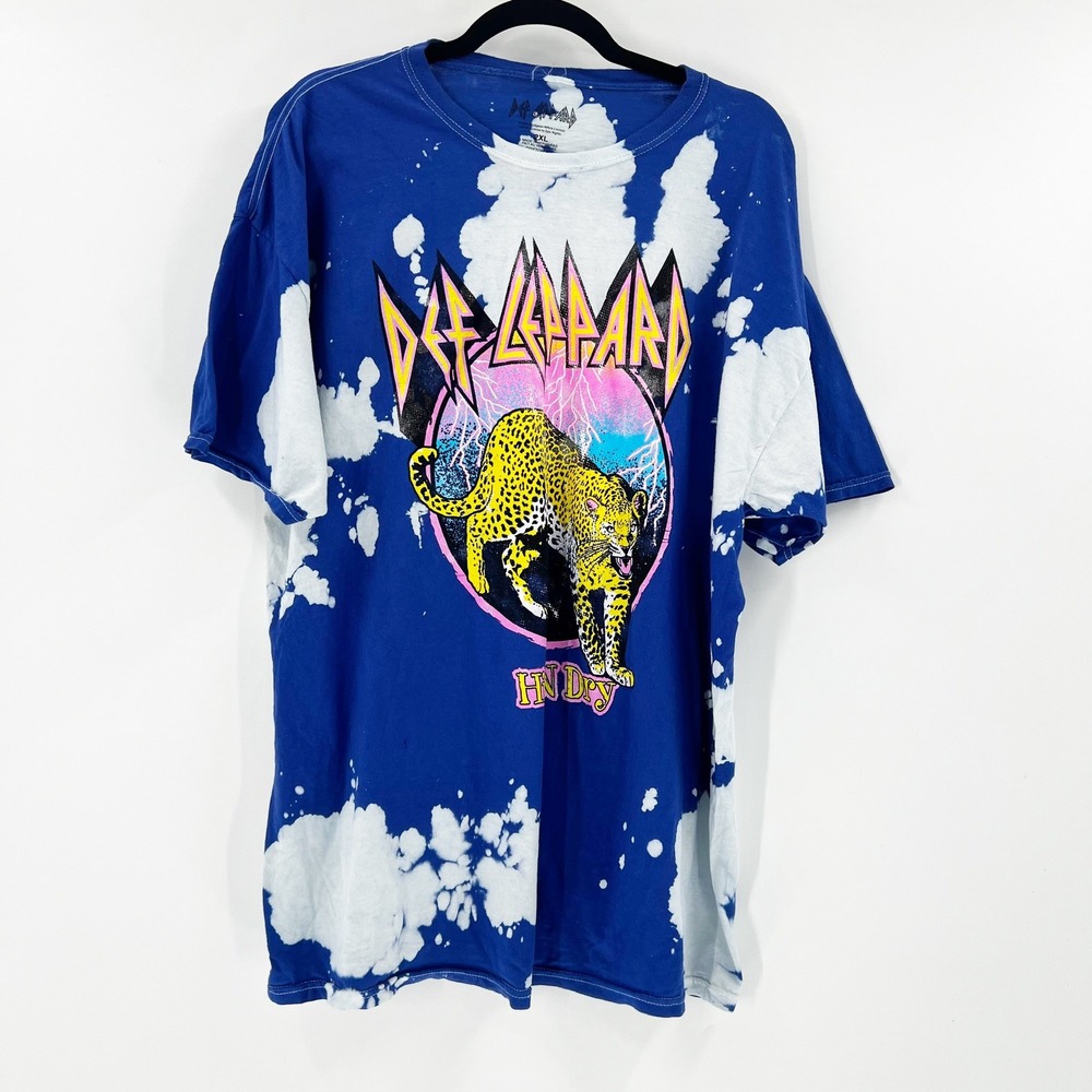 NWOT Def Leppard Hysteria Bleach Tie Dye Band T-Shirt - 2XL Rock Concert Tee